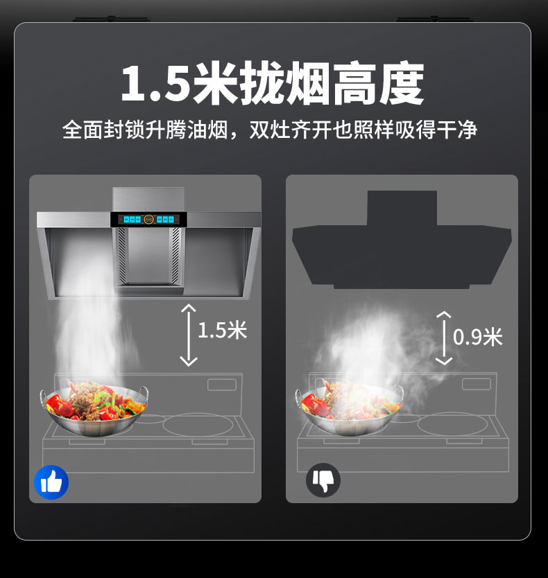 AG庄闲变频油烟机1.5米拢烟高度