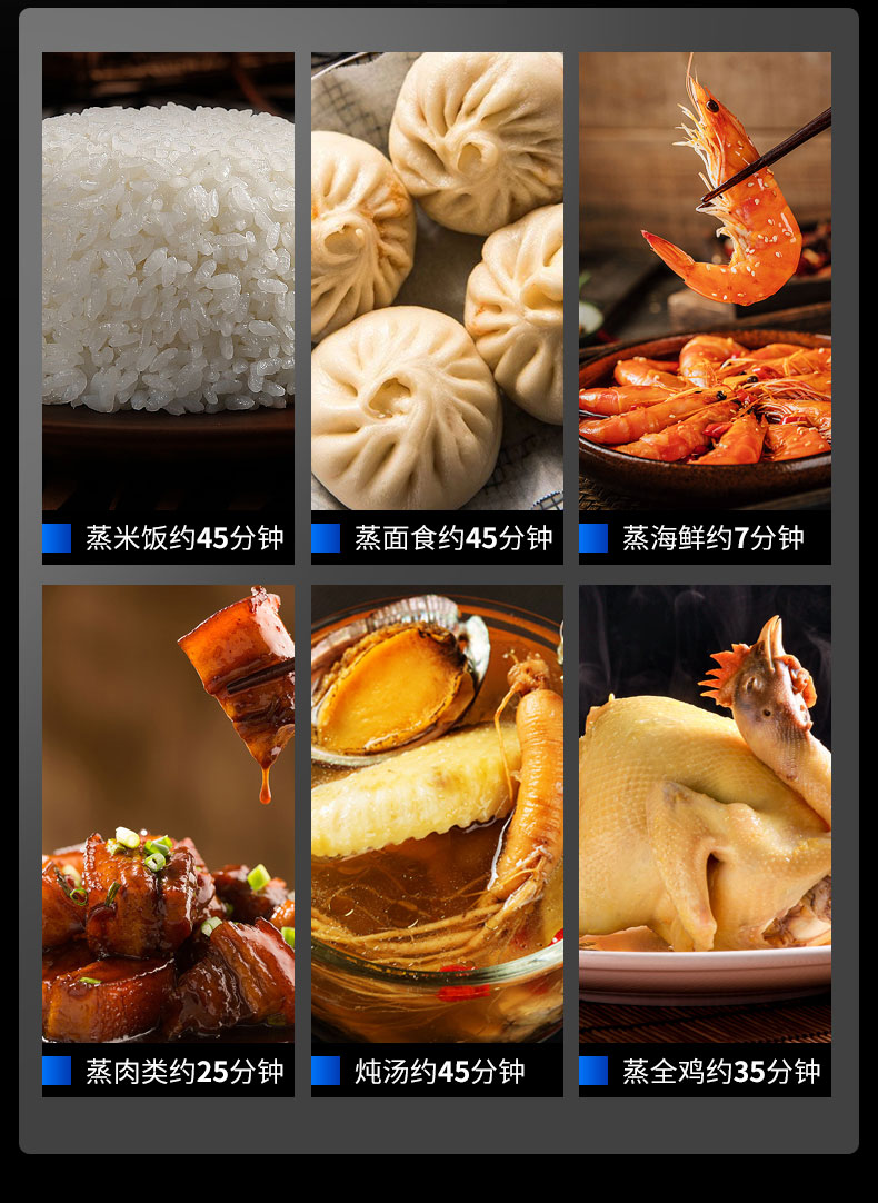 AG庄闲蒸饭柜不同食物蒸煮时间